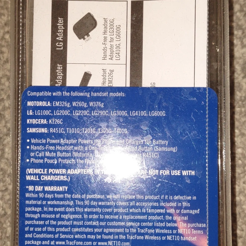 Tracfone Net 10 Universal Accessory Kit Motorola Nokia LG Kyocera Handsets